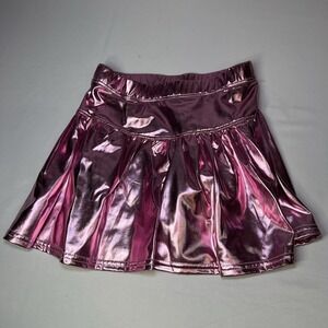 Azarhia Pink Metallic Skirt Skort Little Girl 8/9 Shimmery Reflective Cute